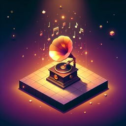 Warm gramophone with golden sound waves